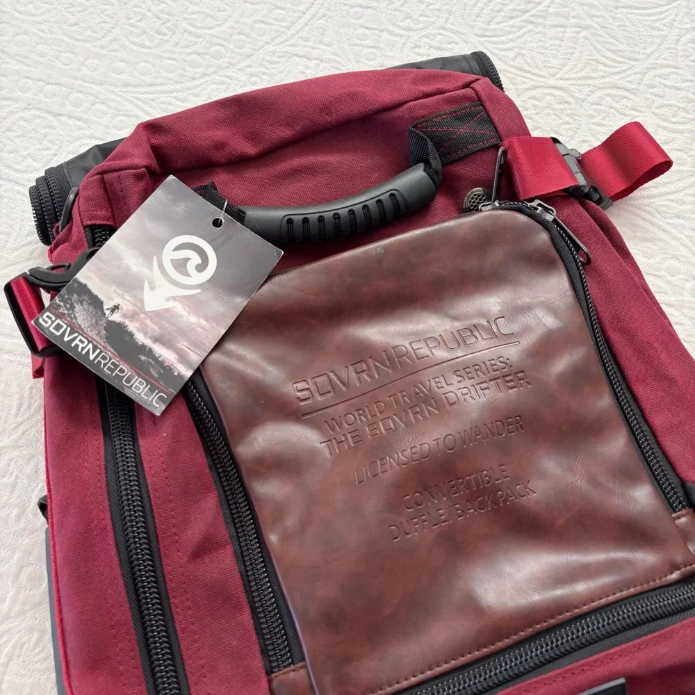 SOVRN REPUBLIC 30L Drifter 2.0‎ Convertible Duffle / Backpack, Burgundy